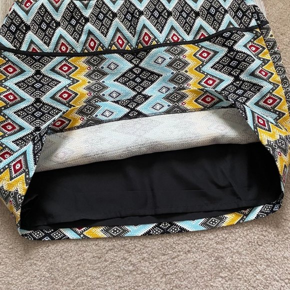 Ann Taylor LOFT 6 Multicolor Patterned Woven-Like Textured Skirt Lined - Picture 5 of 12